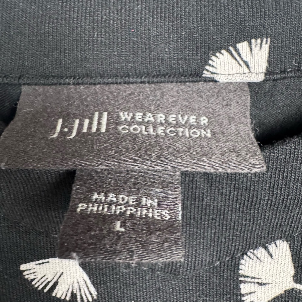 J. Jill Wearever Collection Women's Long Sleeve Top Black White Patterned Size L - Picture 5 of 6